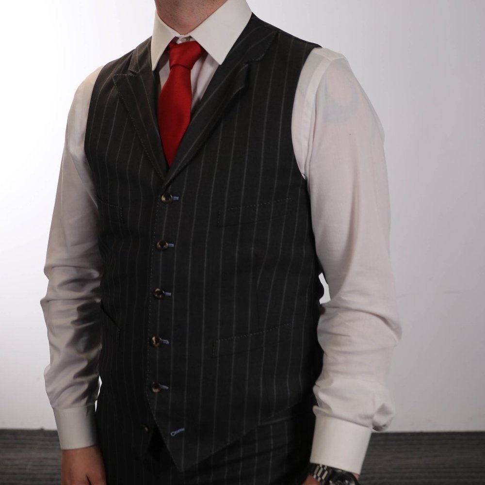 2 Piece Savvy Pinstripe Vest and Pant Set